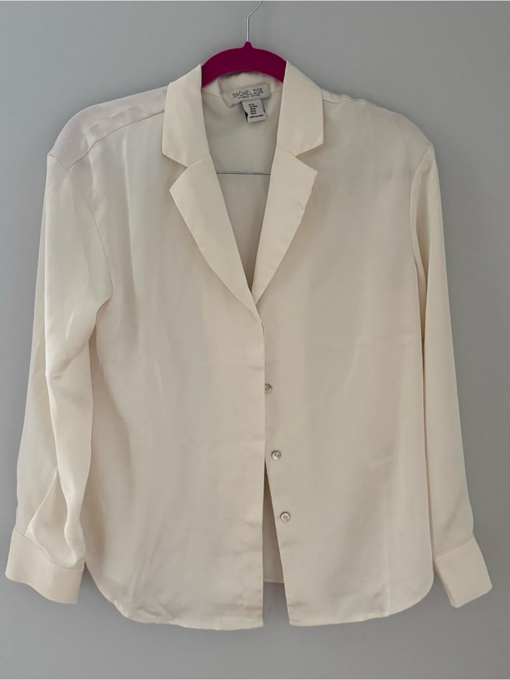 Rachel Zoe Cream Button-Front Silky Blouse